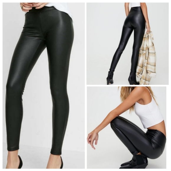 7 For All Mankind Faux Leather Leggings Black - Picture 8 of 8